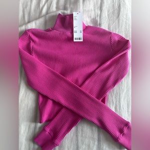 Urban outfitters pink waffle knit cropped turtleneck